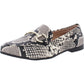 INC Women's Sanke Print Horse Bit Inspired Hardware Memory Foam Sock Cushioned Comfort Gayyle Round Toe Block Heel Slip on Leather Loafers Gray- Size 10