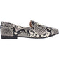 INC Women's Sanke Print Horse Bit Inspired Hardware Memory Foam Sock Cushioned Comfort Gayyle Round Toe Block Heel Slip on Leather Loafers Gray- Size 10