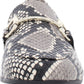 INC Women's Sanke Print Horse Bit Inspired Hardware Memory Foam Sock Cushioned Comfort Gayyle Round Toe Block Heel Slip on Leather Loafers Gray- Size 10