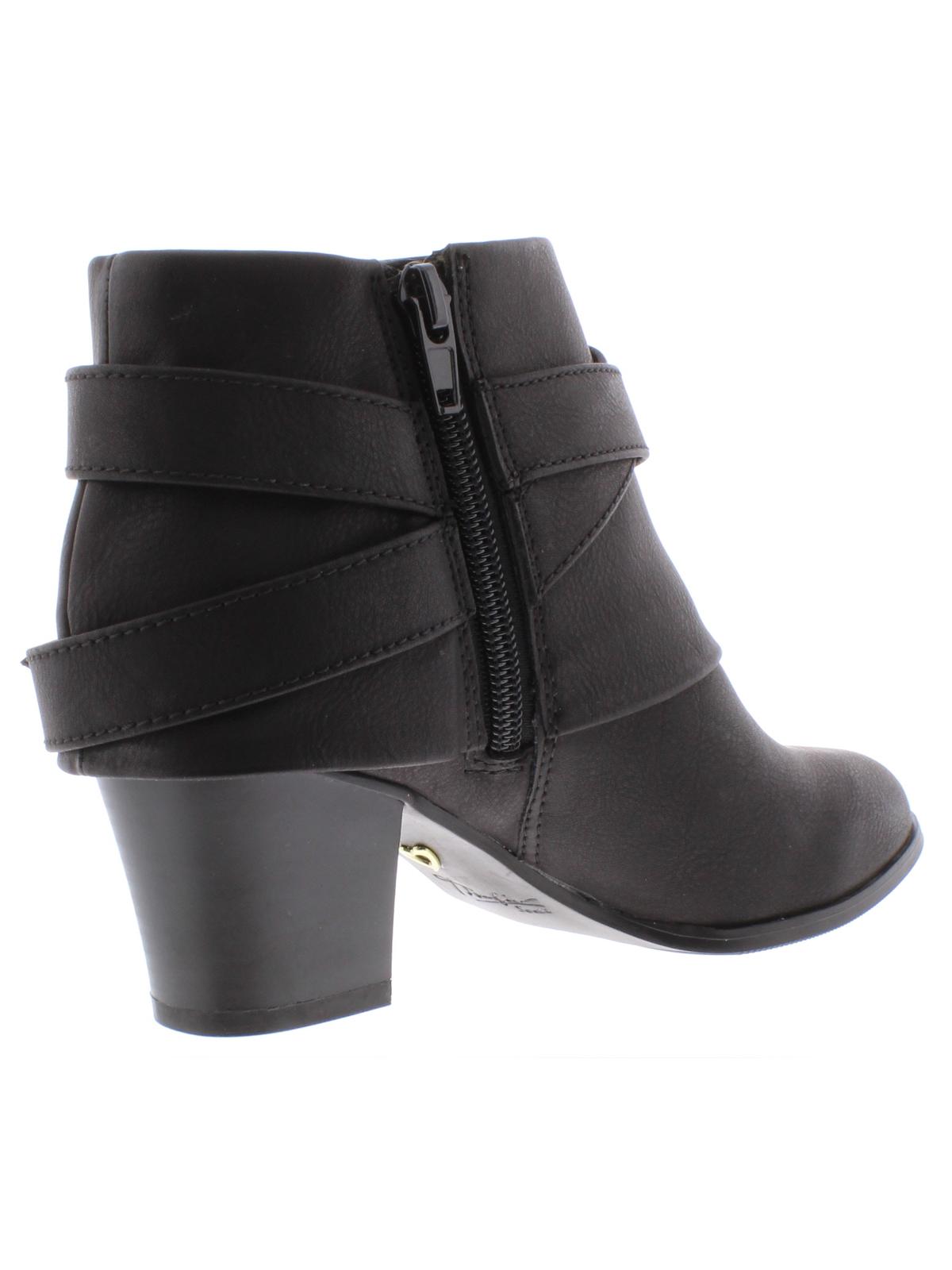 Thalia Sodi Womens Black Cushioned Comfort Buckle Accent Zipper Accent Tully Round Toe Block Heel Zip-up Booties 11 M