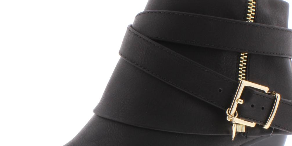 Thalia Sodi Womens Black Cushioned Comfort Buckle Accent Zipper Accent Tully Round Toe Block Heel Zip-up Booties 11 M