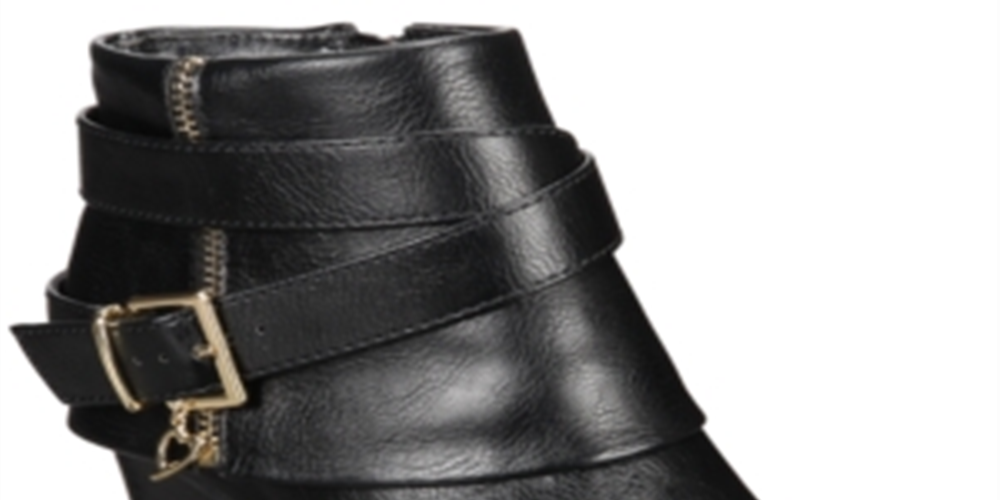 Thalia Sodi Womens Black Cushioned Comfort Buckle Accent Zipper Accent Tully Round Toe Block Heel Zip-up Booties 11 M