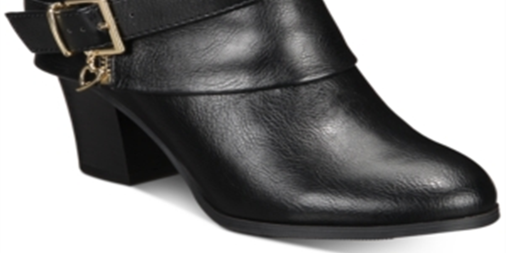 Thalia Sodi Womens Black Cushioned Comfort Buckle Accent Zipper Accent Tully Round Toe Block Heel Zip-up Booties 11 M