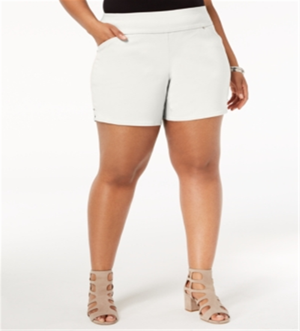 INC International Concepts Women's Plus Pull on Shorts White Size 28W