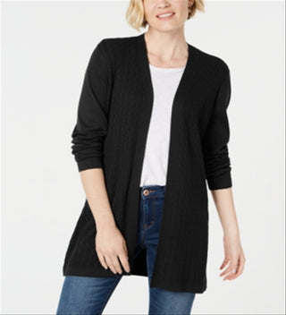 Karen Scott Women's Open Front Cardigan Black Size XX-Large