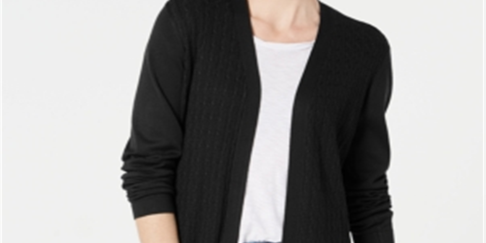Karen Scott Women's Open Front Cardigan Black Size XX-Large