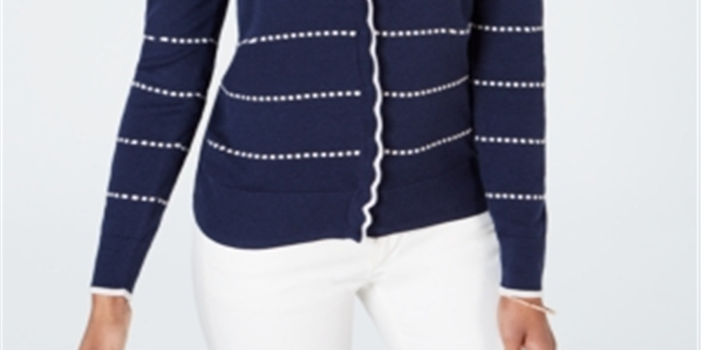 Charter Club Women's Printed Button Blue Size X-Small