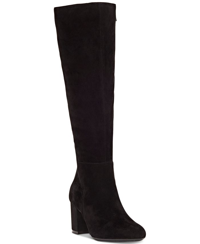 INC International Concepts Women's Block Heel Zip up Leather Dress Boots Black Size 8