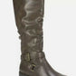 White Mountain Women's Liona Tall Knee High Boot Brown Burnished Smooth PU 9.5 M Brown