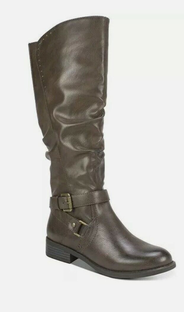 White Mountain Women's Liona Tall Knee High Boot Brown Burnished Smooth PU 9.5 M Brown