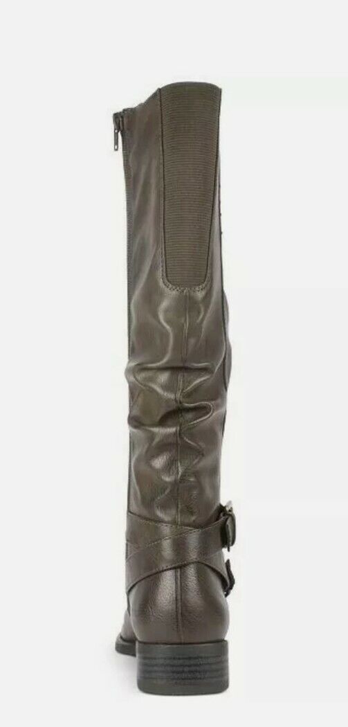 White Mountain Women's Liona Tall Knee High Boot Brown Burnished Smooth PU 9.5 M Brown