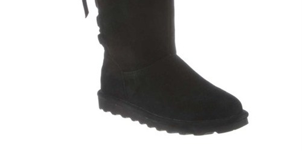 Bear Paw Womens Black 1/2 Platform Stain Resistant Water Resistant Lined Phylly Round Toe Wedge Lace-up Snow Boots 7 M