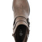 Style & Co Women's Side Buckles Notched Topline Strappy Fortunata Almond Toe Block Heel Zip up Booties Brown Size 7.5 M