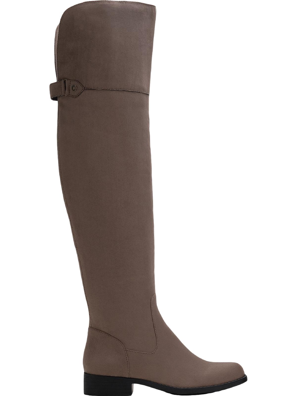 Sun Stone Womens Beige Round Toe Block Heel Zip-up Boots Brown Size 8.5