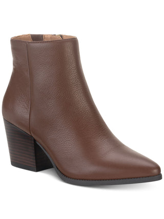 American Rag Womens Brown Cushioned Comfort Eryn Pointed Toe Block Heel Zip-up Leather Booties 6 M