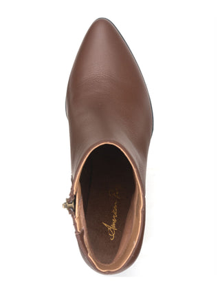American Rag Womens Brown Cushioned Comfort Eryn Pointed Toe Block Heel Zip-up Leather Booties 6 M