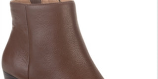 American Rag Womens Brown Cushioned Comfort Eryn Pointed Toe Block Heel Zip-up Leather Booties 6 M