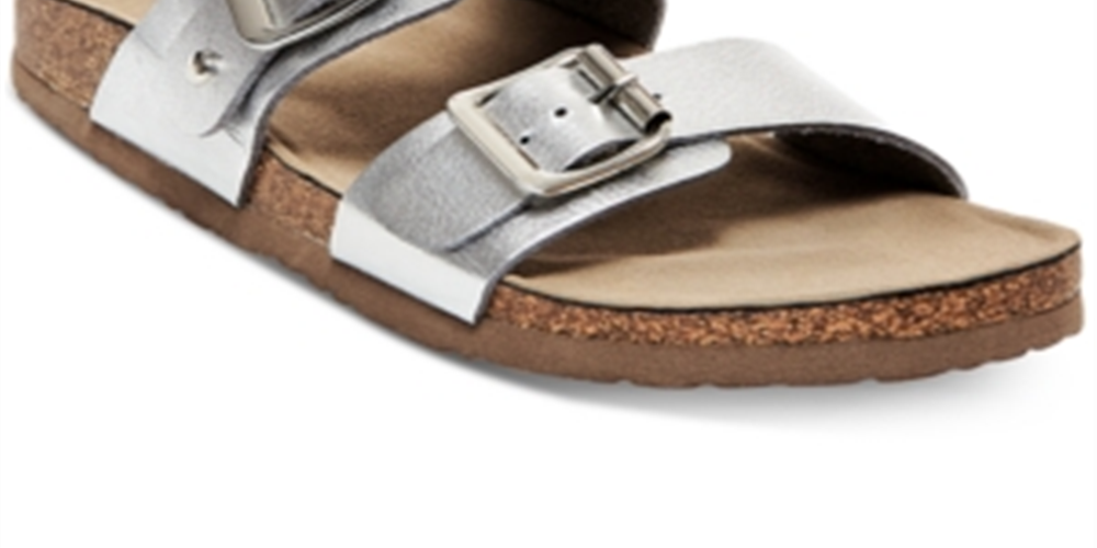 Madden Girl Women's Brando Footbed Sandals Silver Size 5.5 M