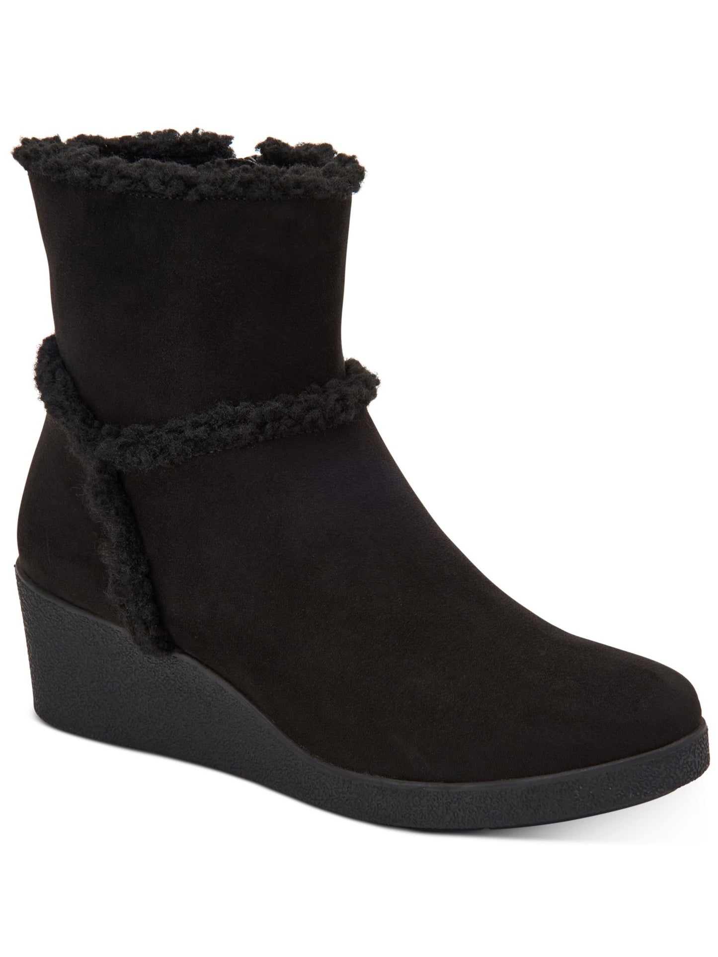 Style Company Womens Black Jordanyy Round Toe Wedge Zip-up Booties Size 10M