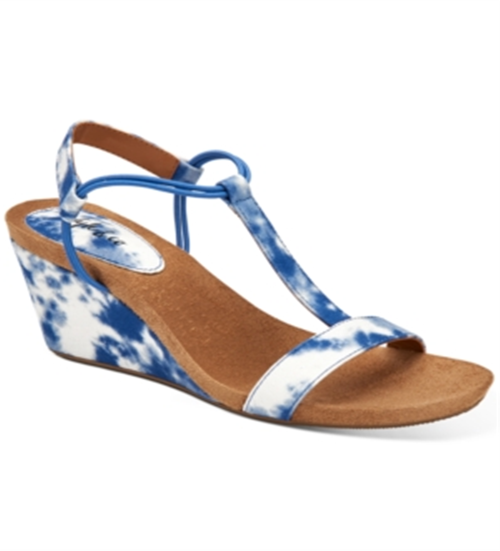 Style & Co Mulan Wedge Sandals Women's Shoes Blue Size 8.5M