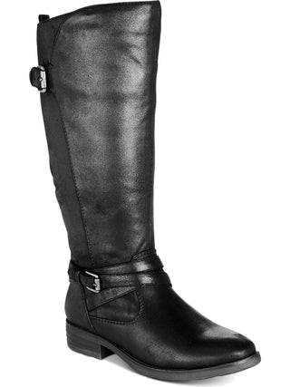 Baretraps Womens Alysha Faux Leather Wide Calf Riding Boots Black Size 7