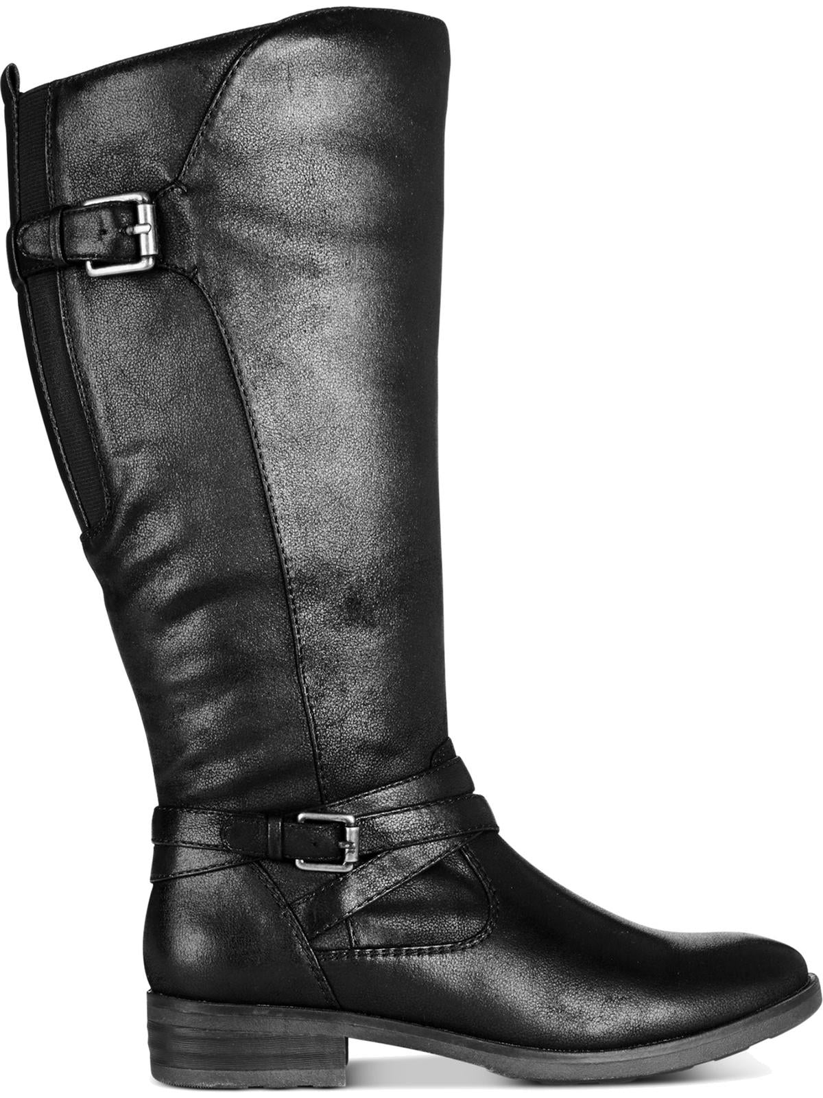 Baretraps Womens Alysha Faux Leather Wide Calf Riding Boots Black Size 7