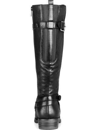 Baretraps Womens Alysha Faux Leather Wide Calf Riding Boots Black Size 7