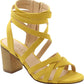 XOXO Women's Strappy Eden Round Toe Block Heel Zip up Dress Sandals Yellow Size 8