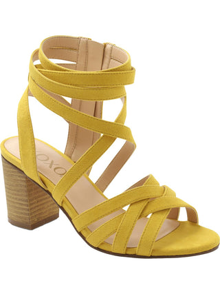 XOXO Women's Strappy Eden Round Toe Block Heel Zip up Dress Sandals Yellow Size 8