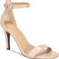 Material Girl Women's Two Piece Ankle Strap Adjustable Blaire Square Toe Stiletto Buckle Dress Sandals Brown Size 6.5 M