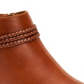 Style & Co Women's Side Cutouts Braided Fellicity Round Toe Block Heel Zip up Booties Brown Size 9.5 M