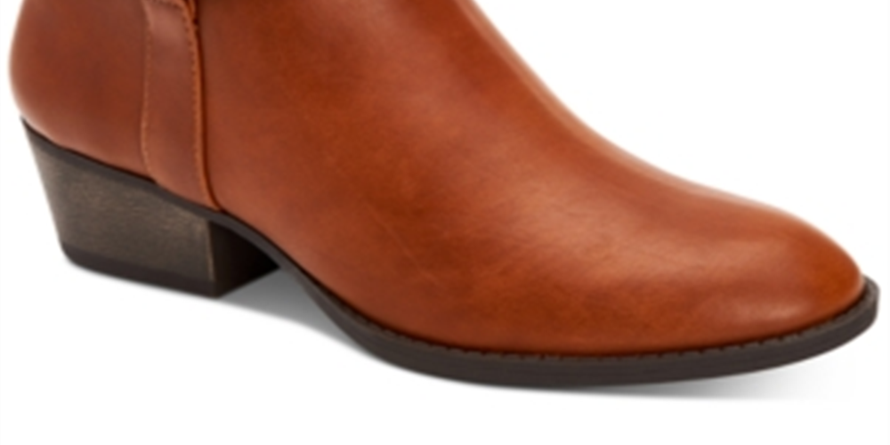 Style & Co. Womens Fellicity Faux Leather Round Toe, Cognac Smooth, Size 9M