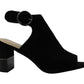 Alfani Womens Floriss Suede Peep Toe Casual Ankle Strap Sandals Black Size 9.5