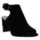 Alfani Womens Floriss Suede Peep Toe Casual Ankle Strap Sandals Black Size 9.5