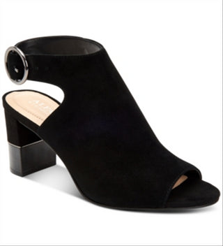 Alfani Womens Floriss Suede Peep Toe Casual Ankle Strap Sandals Black Size 9.5