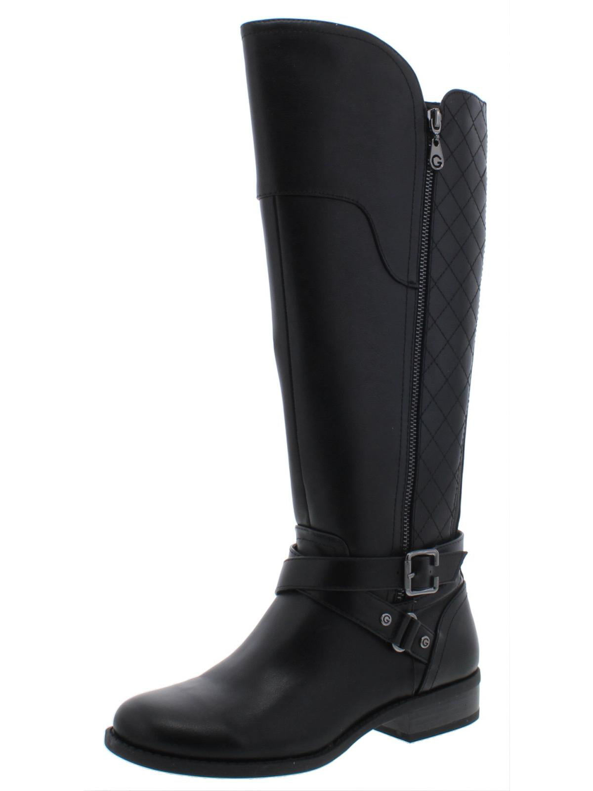 G by Guess Women's Haydin Leather Round Toe Knee High Fashion Boots -Black Size 8.5 M