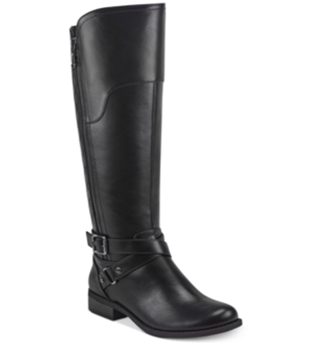 G by Guess Women's Haydin Leather Round Toe Knee High Fashion Boots -Black Size 8.5 M