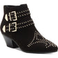 INC International Concepts Women's Studded Comfort Buckle Accent Cushioned Iliana Almond Toe Block Heel Zip up Booties Black Size 6.5 M