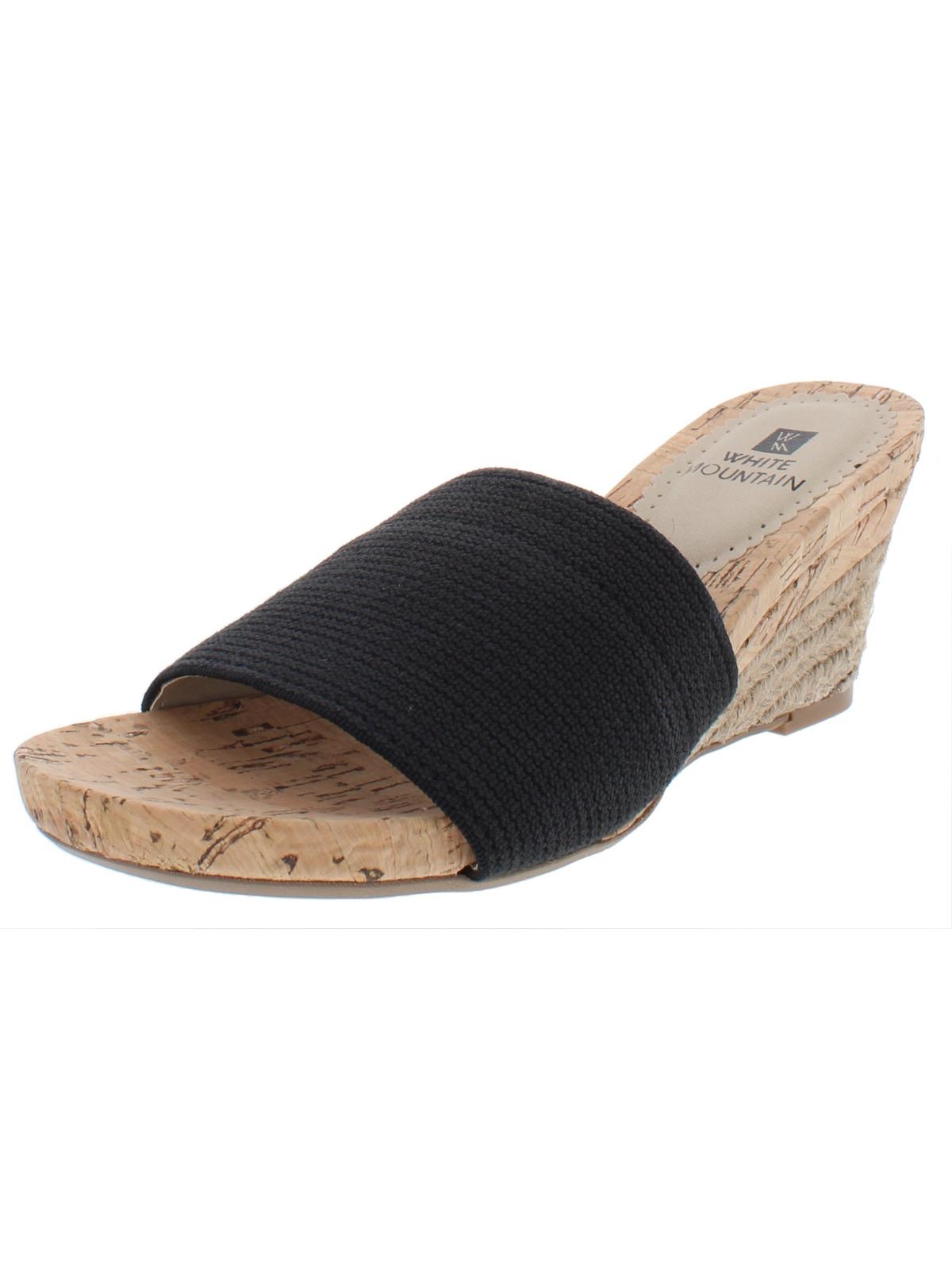 White Mountain Womens Aleah Cork Espadrille Wedge Sandals Black Size 5M