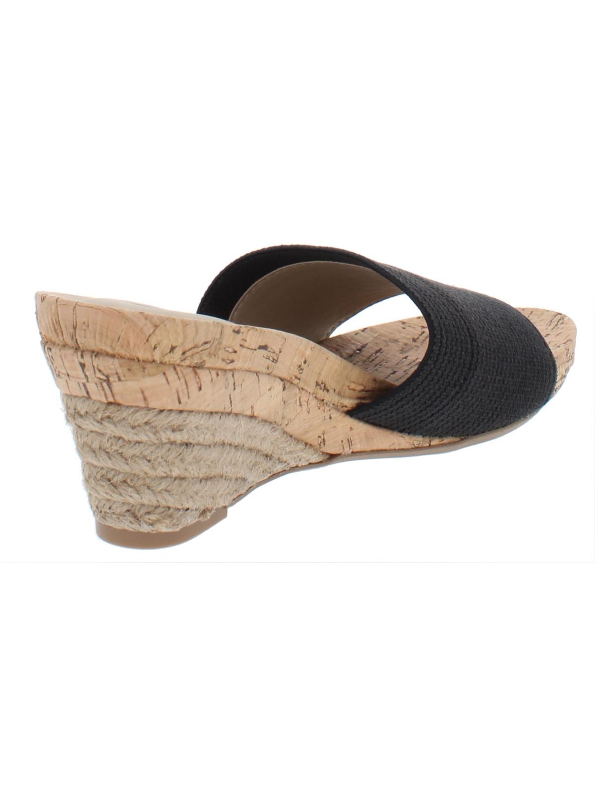 White Mountain Womens Aleah Cork Espadrille Wedge Sandals Black Size 5M