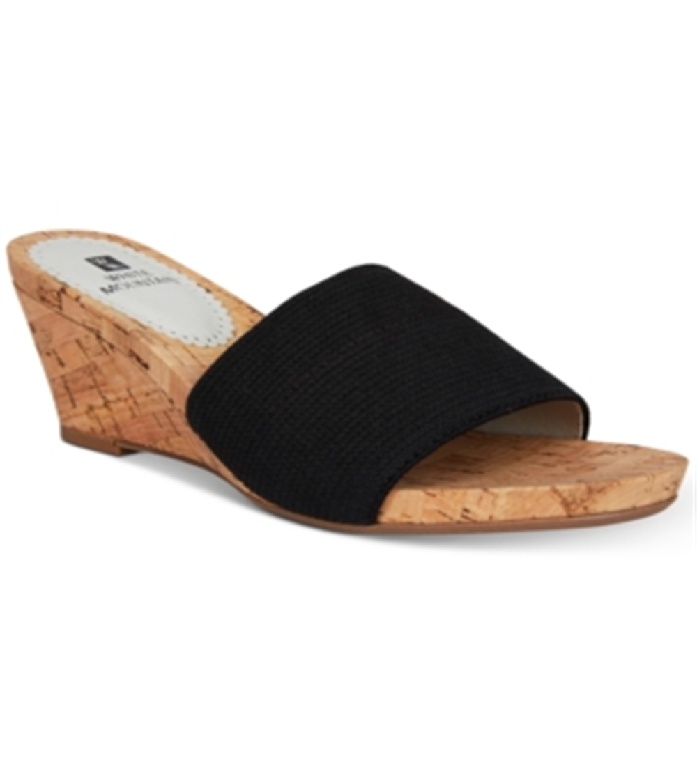 White Mountain Womens Aleah Cork Espadrille Wedge Sandals Black Size 5M
