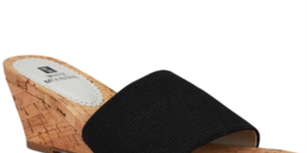 White Mountain Womens Aleah Cork Espadrille Wedge Sandals Black Size 5M