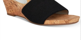 White Mountain Womens Aleah Cork Espadrille Wedge Sandals Black Size 5M