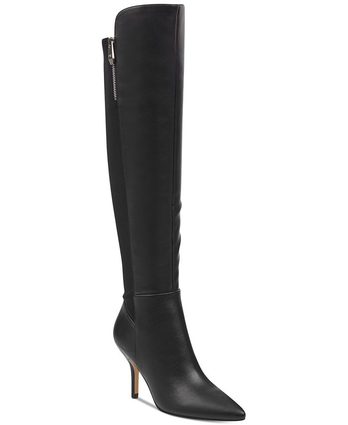 Marc Fisher Women's Thora Leather Pointed Toe Over Knee Fashion Boots Black Multi Size 5 M