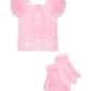 ABG Big Girl's 2 Pc Faux Fur Poms Hat & Gloves Set Pink Size 7-14