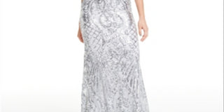 B Darlin Women's Sequined Patterned Halter Full Length Party Mermaid Dress Gray Size 5\6