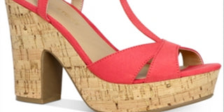 Sun Stone Women's Jamie T-Strap Platform Dress Sandals Red Size 5 M