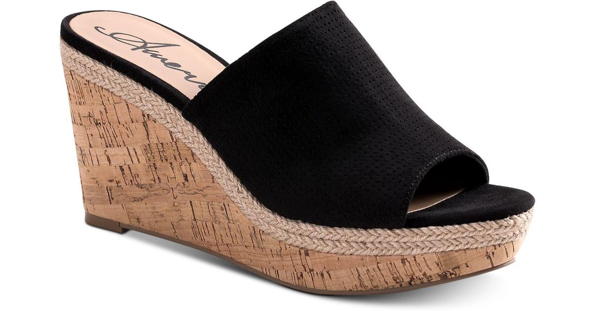 American Rag Women's Shira Peep Toe Platform Sandals Black Size 10 M