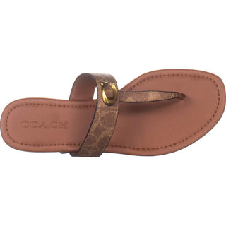 Coach Women's Jessie Leather Open Toe Casual Brown Size 7 B