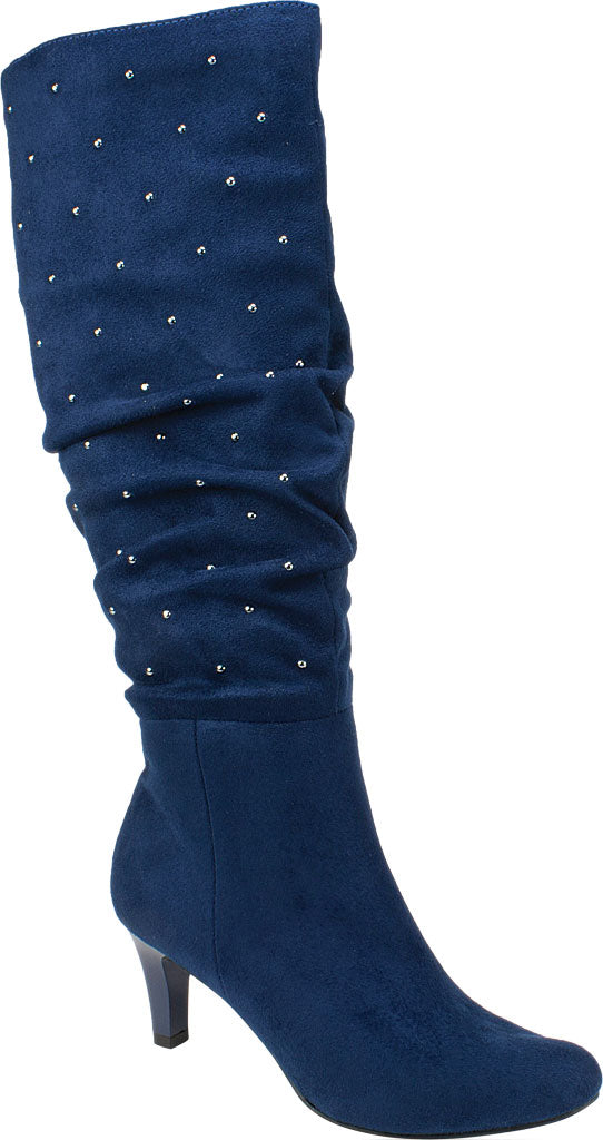Rialto Women's Canoe Stud Trim Ruched Boots Blue Size 9 M
